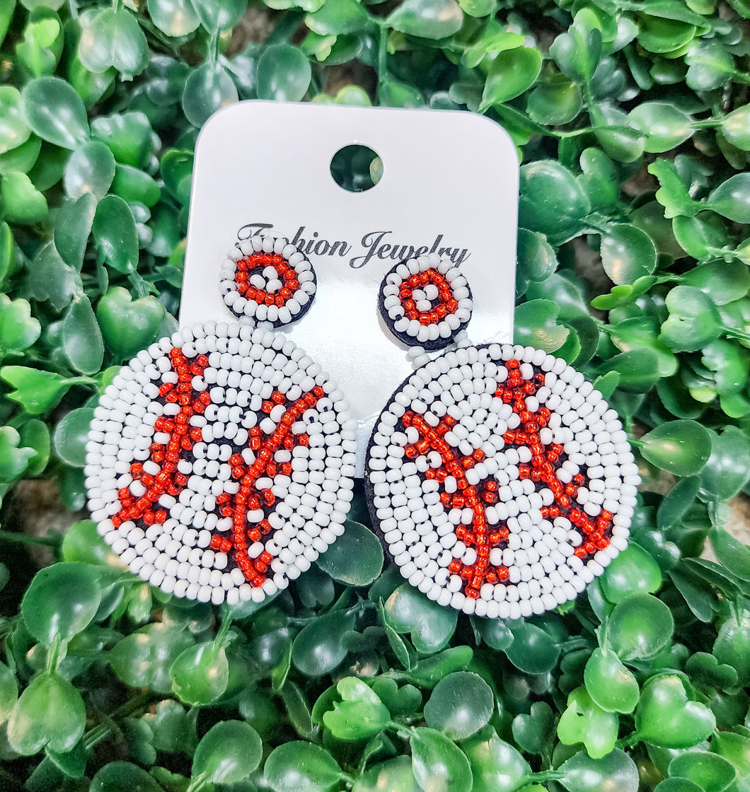 Beaded Baseball Earrings