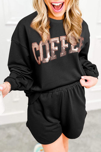 Sequin Coffee Crew & Short Set