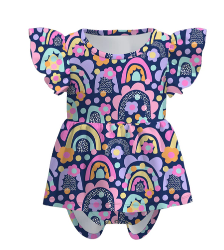 Purple Rainbow Skirted Romper