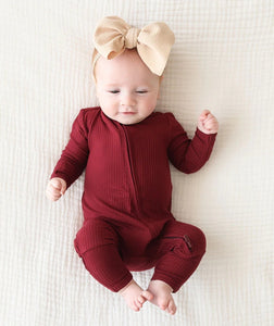 Solid Ribbed - Dark Red Convertible One Piece