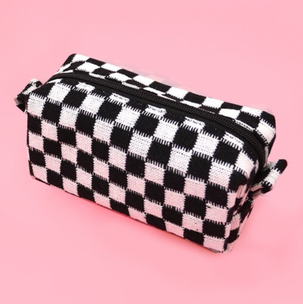 Checkered Cosmetic Bag