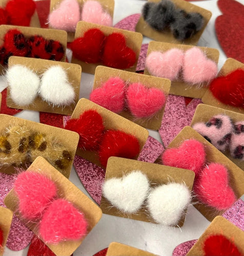 Fuzzy Valentine Studs