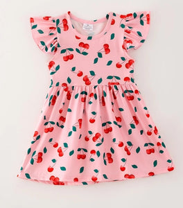 Cherry Flutter Sleeve Dress