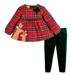 Tartan Reindeer Tunic & Legging Set