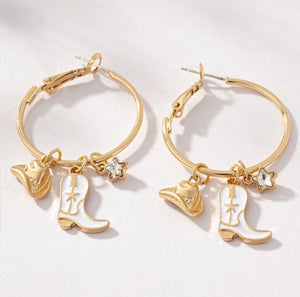 Cowboy Charm Hoop Earrings