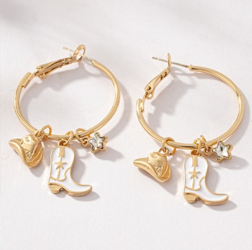 Cowboy Charm Hoop Earrings