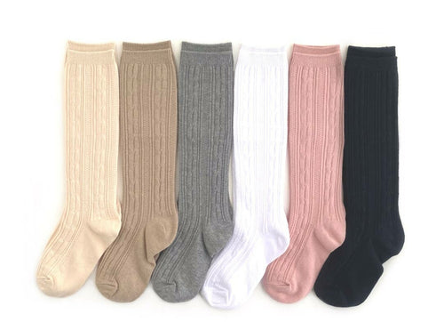 Neutral Cable Knit Socks